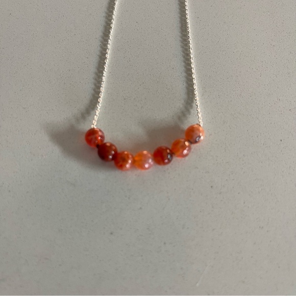 One of a kind faceted Carnelian beads in center of 17”necklace - Picture 3 of 10